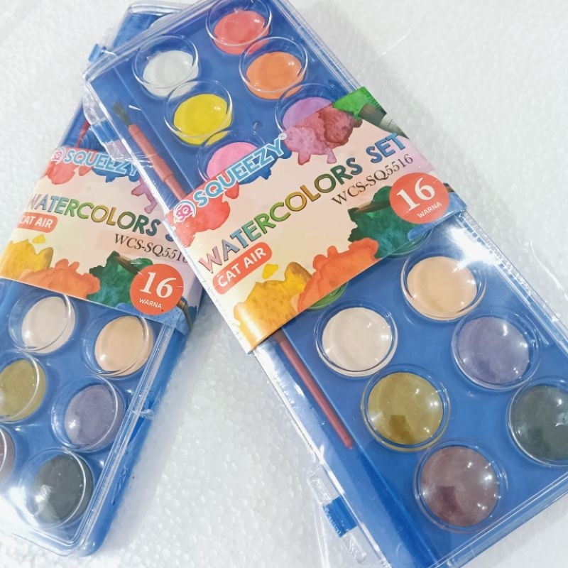 

SQUEEZY WATERCOLORS SET 16 WARNA - CAT AIR - COLOR CAKE WCS-SQ5516