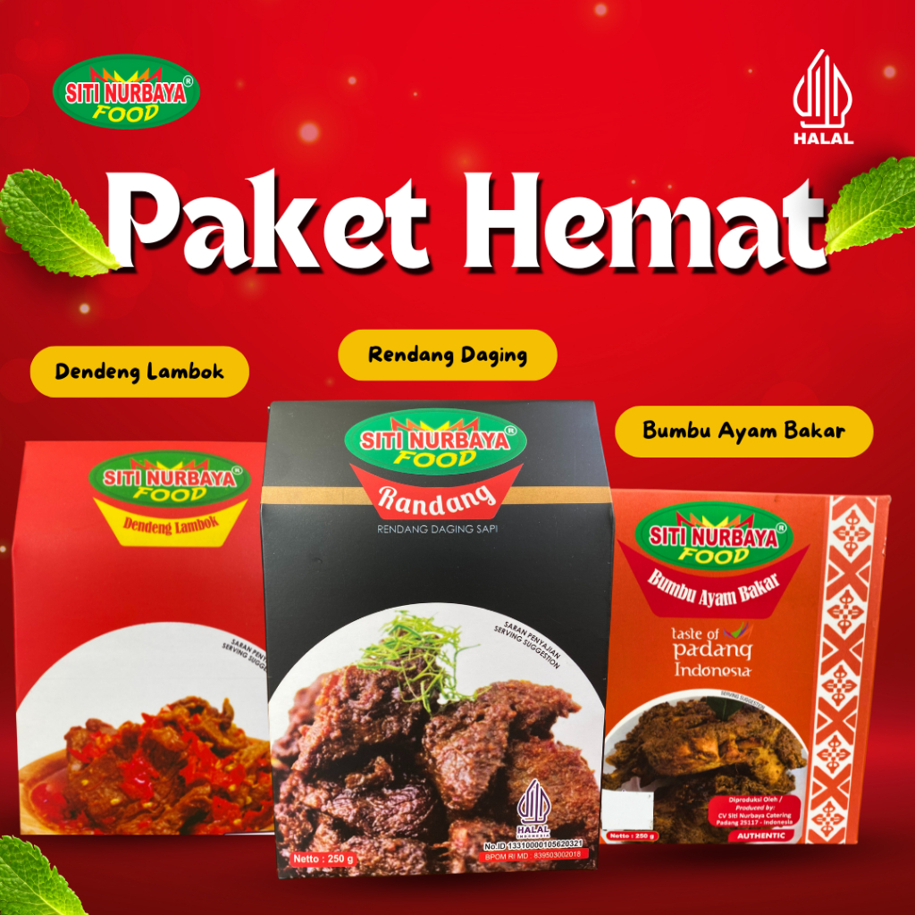 

Paket Hemat Siti Nurbaya Food Rendang Daging Sapi + Dendeng Lambok + Bumbu Ayam Bakar | Khas Minang