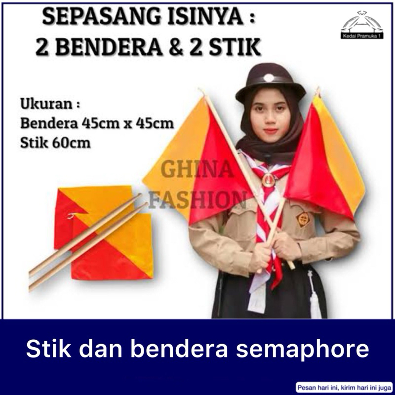 

Tongkat Semaphore & Bendera semapur Stik Semapur Panjang 60cm Stik Pramuka