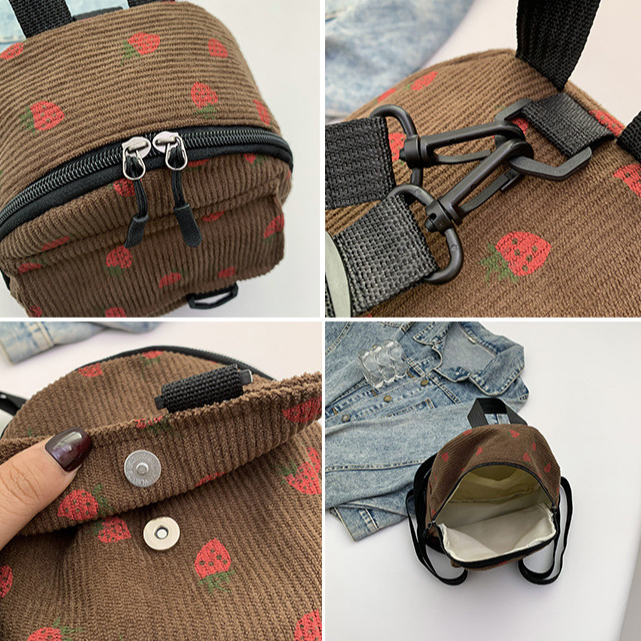 BESTPROMO Hayden Rayana Bag Ransel Mini Gaya Korea Mini Backpack Korduroi Tas Kekinian Motif