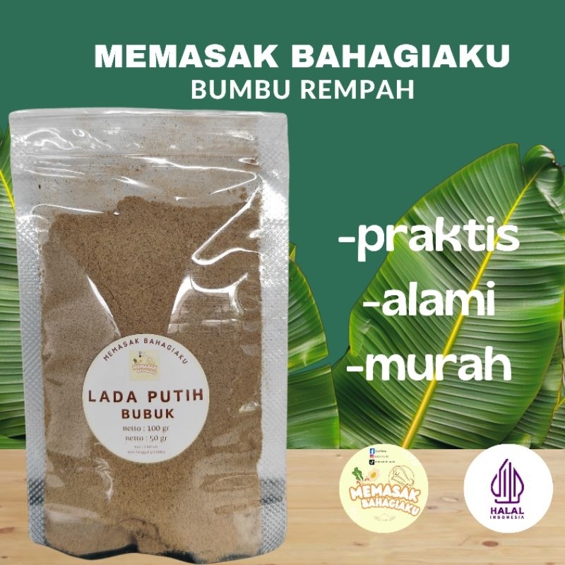 

lada putih bubuk 50 gram 100 gram /merica bubuk /lada putih murni tanpa campuran/bumbu dapur / bumbu rempah / rempah bubuk/ bumbu masak / lada putih bubuk murni