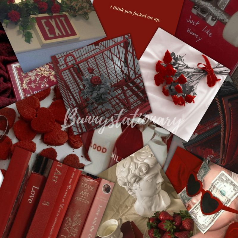 

Sticker Aesthetic | 30++ pcs Aesthetic Typography Red Sticker Set | Korean Journal/Scrap Diary Material |