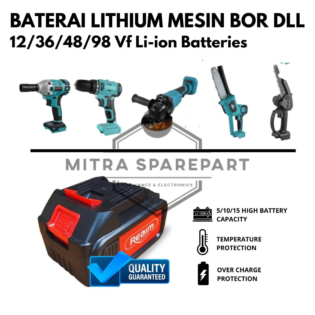 (PROMO) BATERAI LITHIUM MESIN BOR | MESIN POTONG RUMPUT | STEAM | GERGAJI MESIN DLL