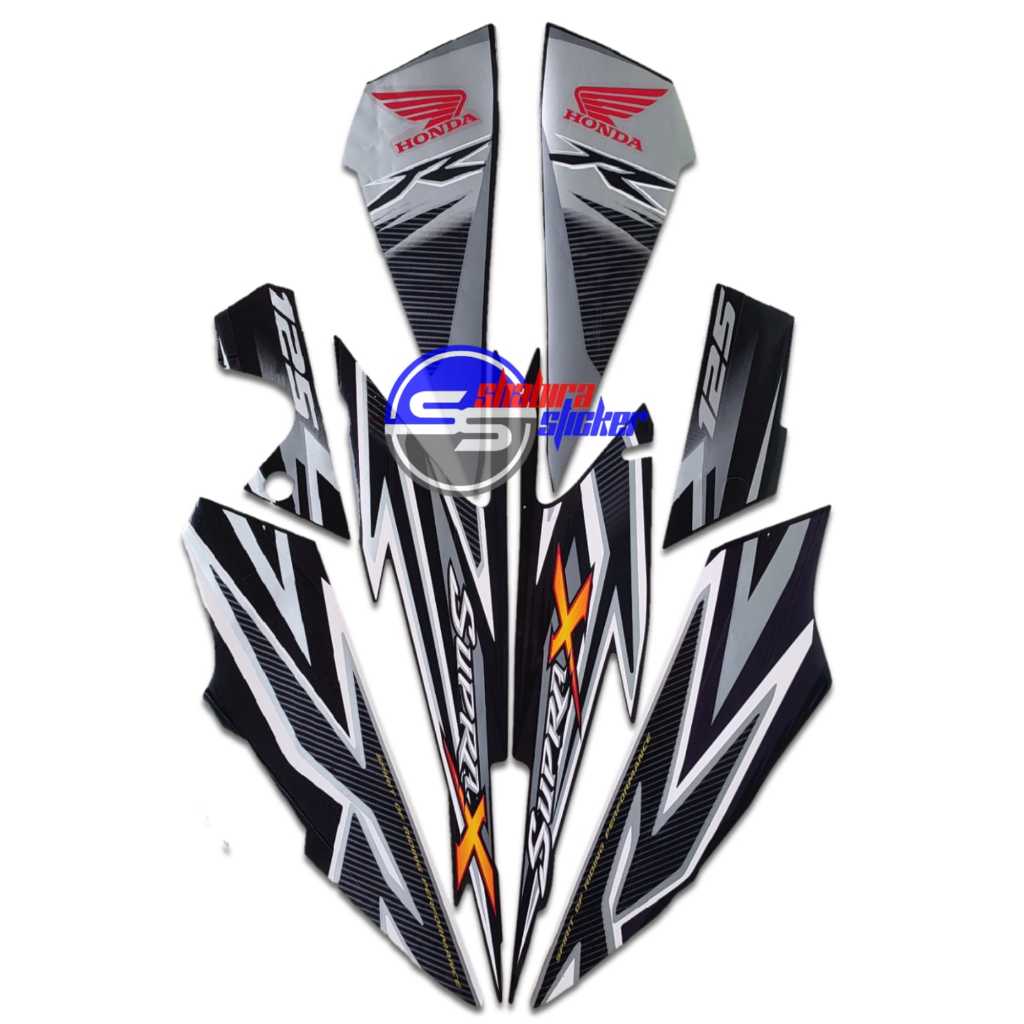 STRIPING MOTOR SUPRA X 125R 2012 HITAM ABU STANDAR FULLSET