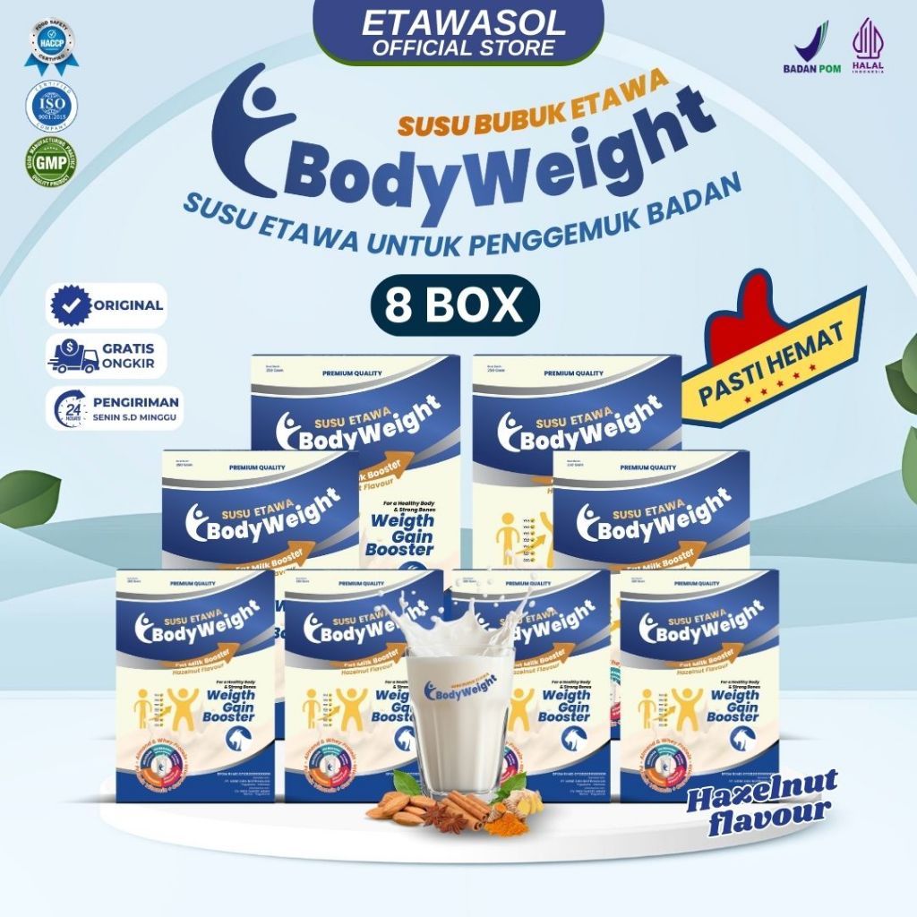 

Susu Etawa Penggemuk Badan Terbaik BODYWEIGHT Susu Kambing Etawa untuk Penambah Berat Badan dan Masa Otot Paket 8 Box