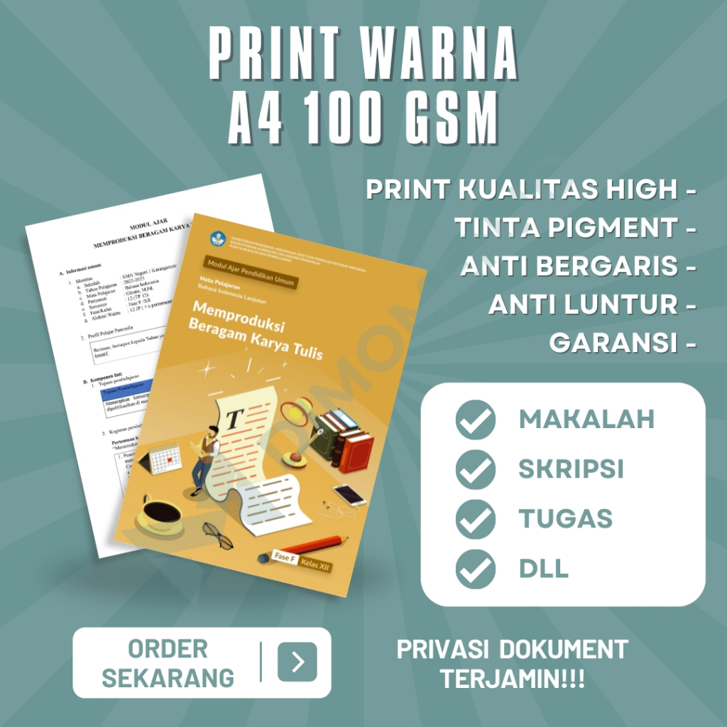 

PRINT / CETAK WARNA A4 100 GSM TERMURAH SKRIPSI, MAKALAH, PROPOSAL, TESIS - SIDOARJO - DIMOMEN.ID