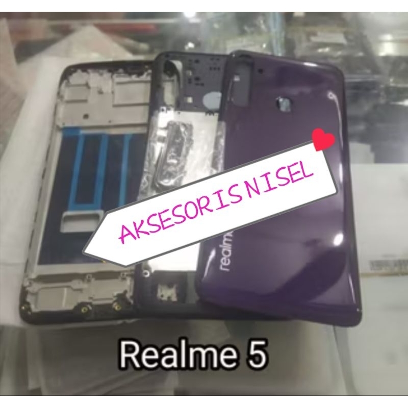 BACKDOR BACKDOR TUTUP BELAKANG+BEZZEL TULANG TENGAH+FRAME/TATAKAN LCD OPPO REALME 5 FULLSET