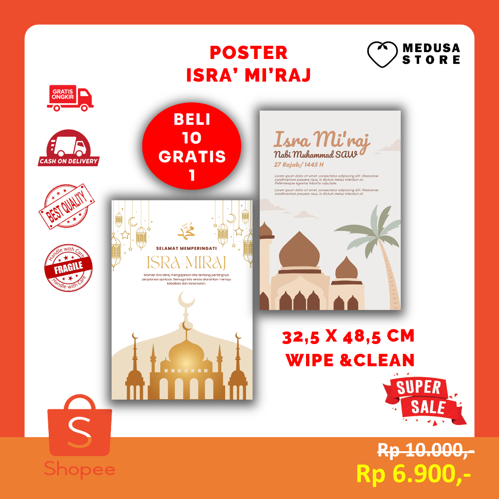 Poster Edukasi Anak Isra' Mi'raj Nabi Muhammad