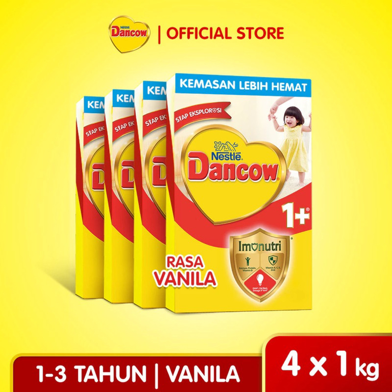 

Dancow 1+ Vanila 1kg (Usia 1-3 tahun) Susu Formula Pertumbuhan Anak usia 1 sampai 3 tahun x 4 Box