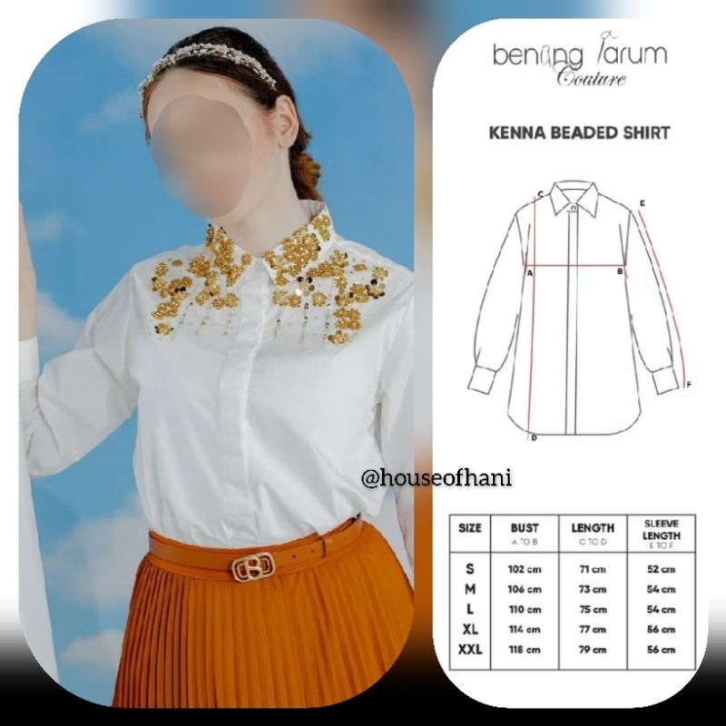 Kenna Beaded Shirt White - Benang Jarum Couture
