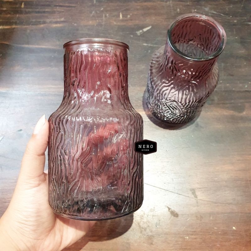 Mallet Vas Merah Hitam / Vas Kaca / Vas Aesthetic / Aesthetic Vase / Glass Vas / Vas Bunga Estetik /