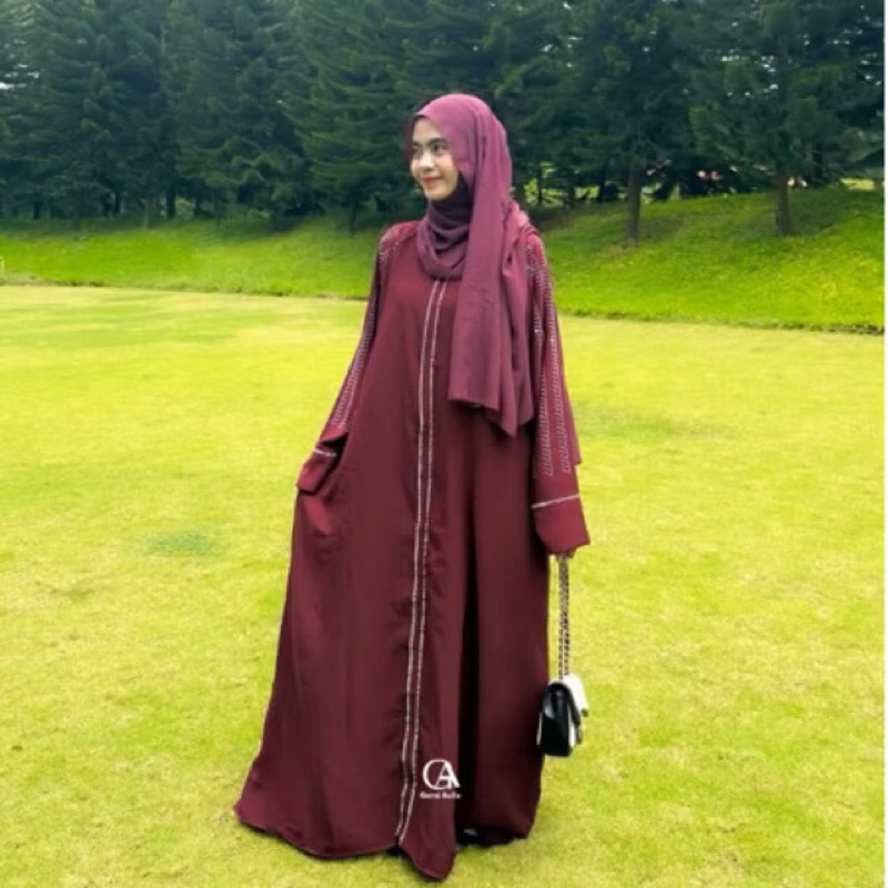 ABAYA MATSURA BY GERAI AULIA || GAMIS SAUDI PAYET HITAM DRESS LEBARAN