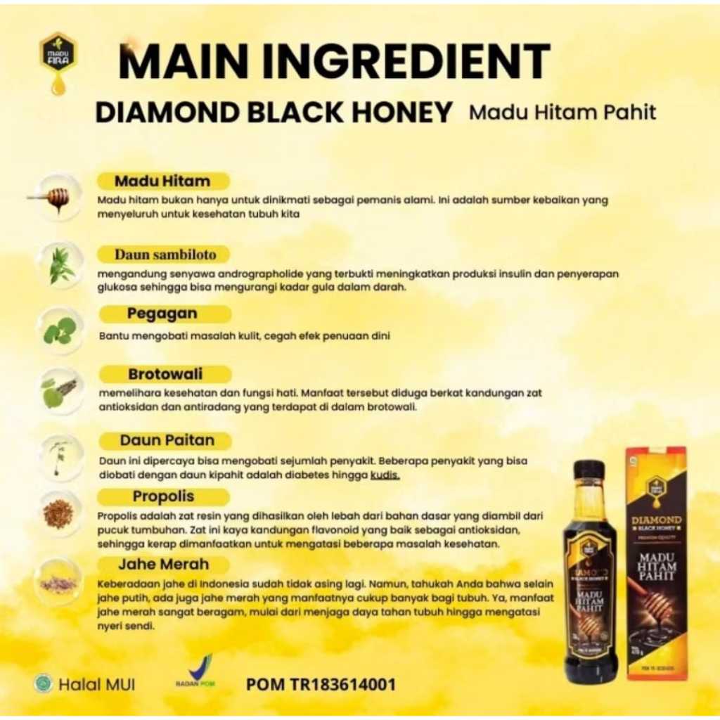 

MADU HITAM PAHIT DIAMOND BLACK HONEY MADU VIRA 470 gr HALAL BPOM