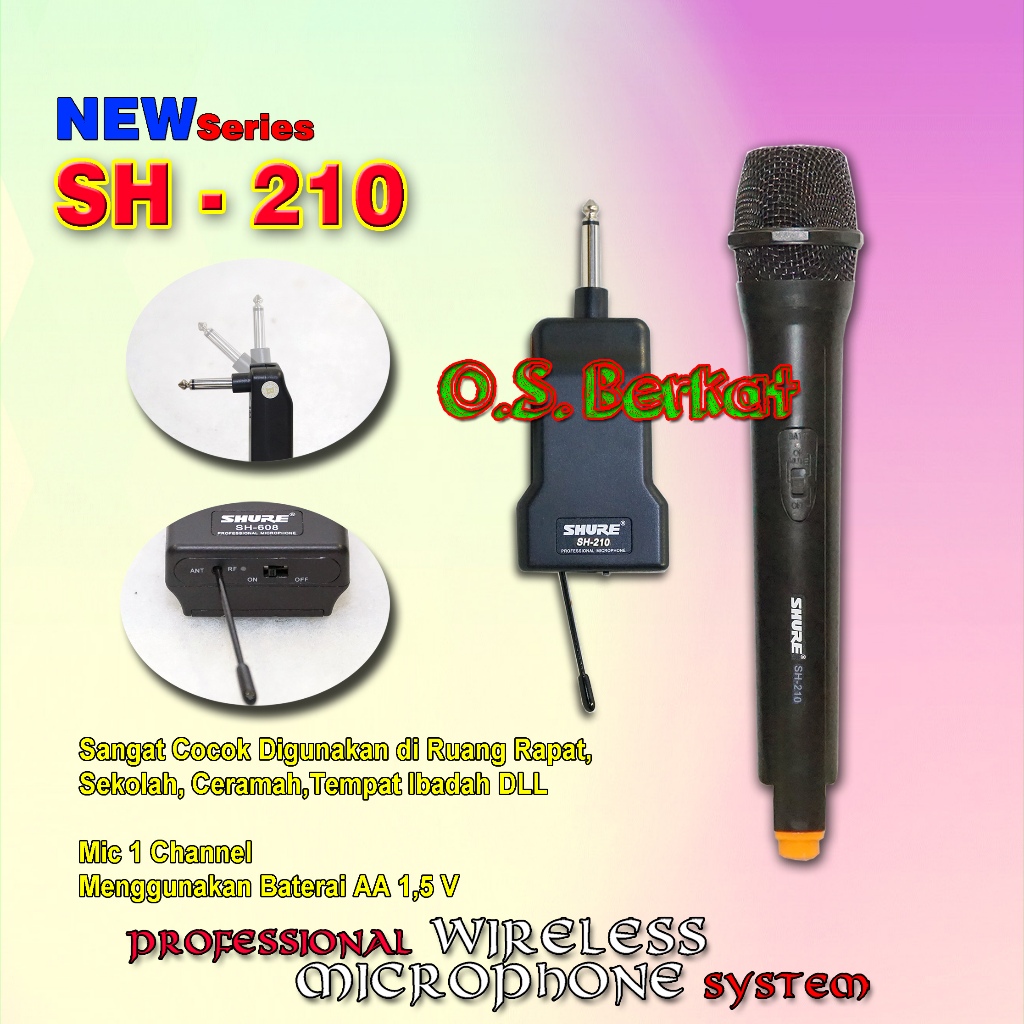 SH 210 Mic Wireless System / Wireless Mic SH 210 / Microphone Wireless SH-210 / Mic SH - 210