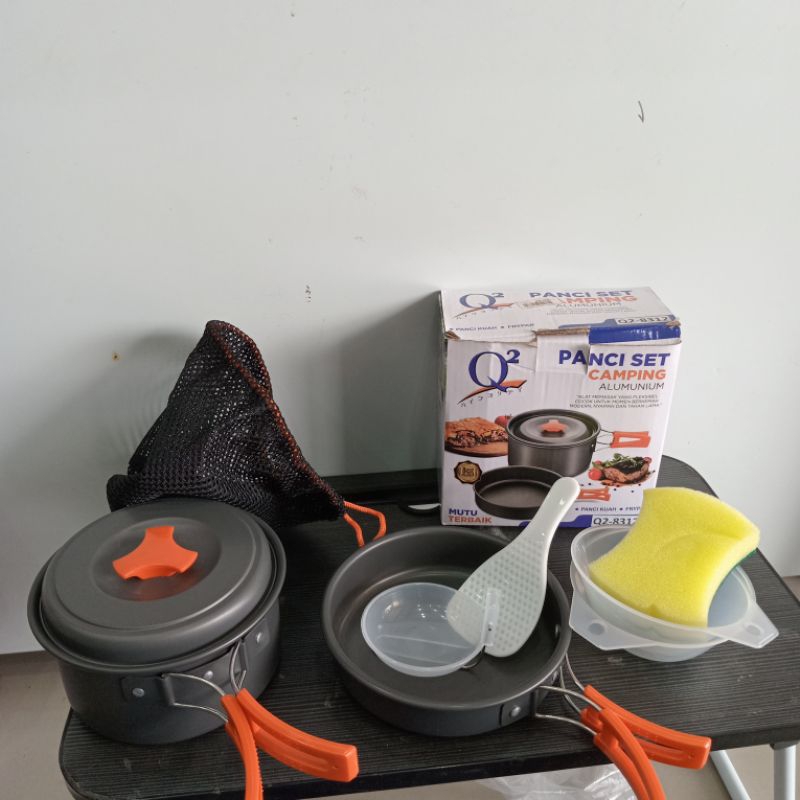 Panci kuah+Frypan panci set camping Q2(8312)free Tas