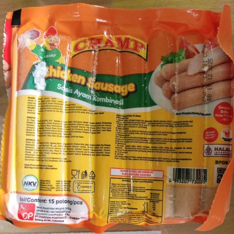 

sosis champ isi 15 pcs 375grm