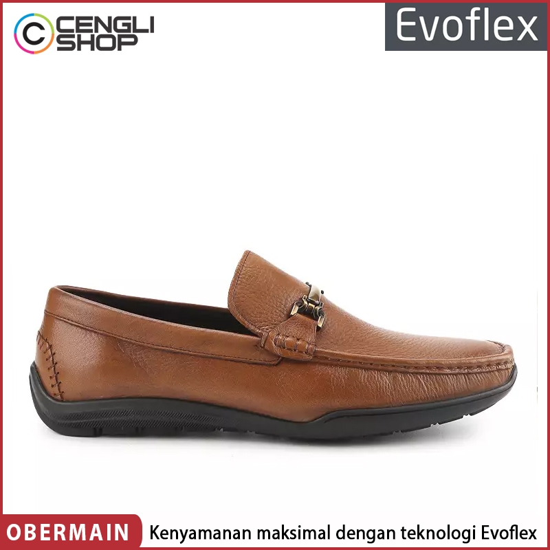 SEPATU LOAFER OBERMAIN PRIA ORIGINAL SLIP ON PANSUS LOAFERS KULIT ASLI ORI COKLAT BROWN OM04