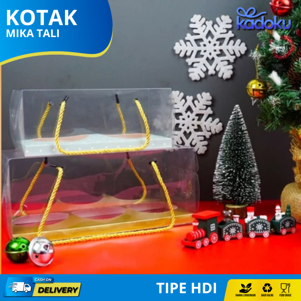 Box Kue Tali / Box Mika Handle Tali / Kotak Mika Tali / Box Mika Transparan / Box Cake Handle Tali