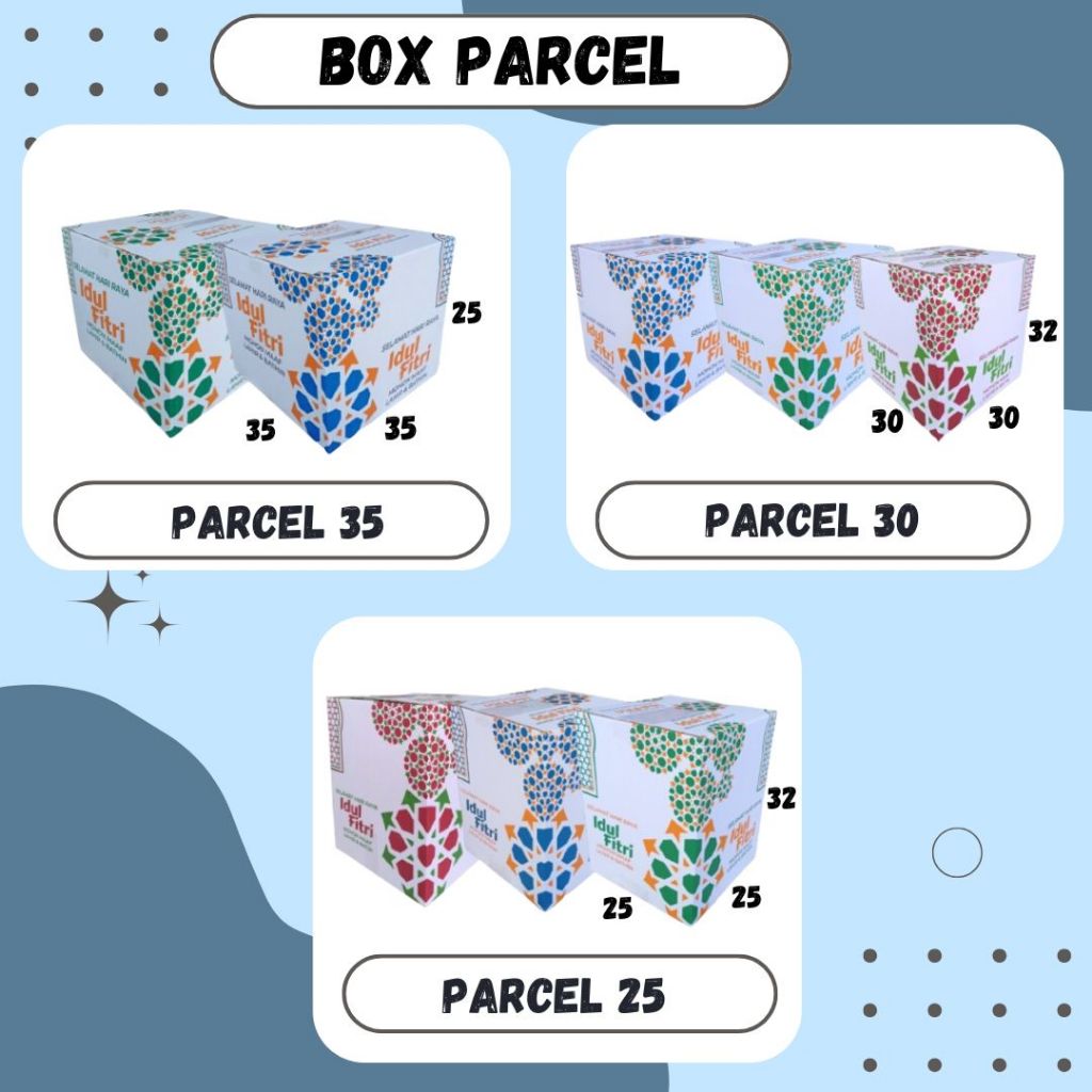 

Box Parcel 40x25x32 / 35x35x32 / 31x25x24 / 30x30x32 / 25x25x32 Kardus Packing/ Dus Parcel / Box Bingkisan Lebaran/Ied idul Fitri/Paket/Bingkisan sembako/hampers/eid mubarak/Motif