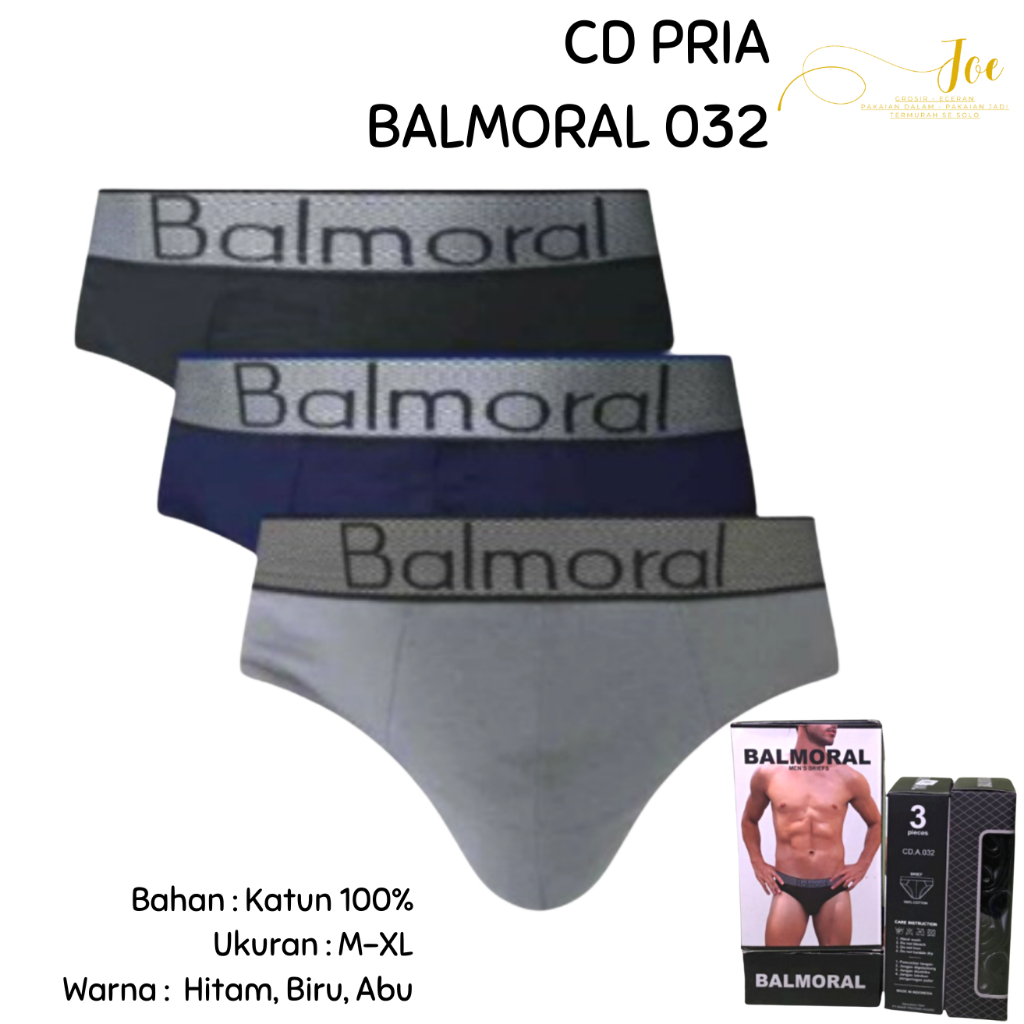 ISI 3 / CD Pria BALMORAL 032 Karet Boxer / Celana Dalam BALMORAL 032 / Pakaian Dalam Laki