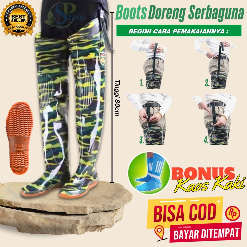 [GRATIS KAOS KAKI] Sepatu Boot Pria Karet Panjang/Sepatu Sawah Petani/AP Boot/Sepatu Anti Air Banjir