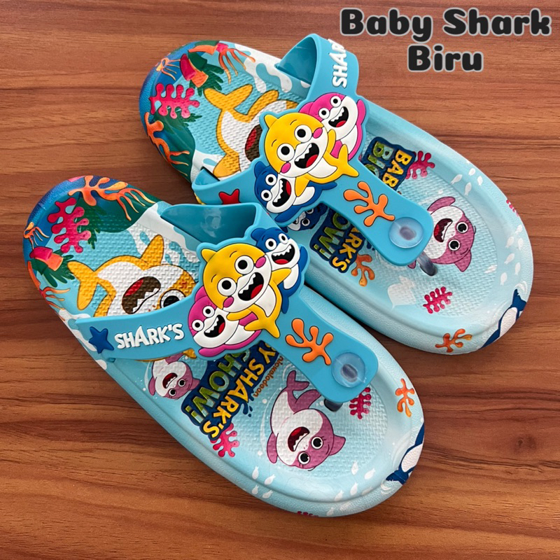 SANDAL JEPIT ANAK BABY SHARK IMPORT HIU LUCU 2 - 10 TAHUN CEWEK COWOK