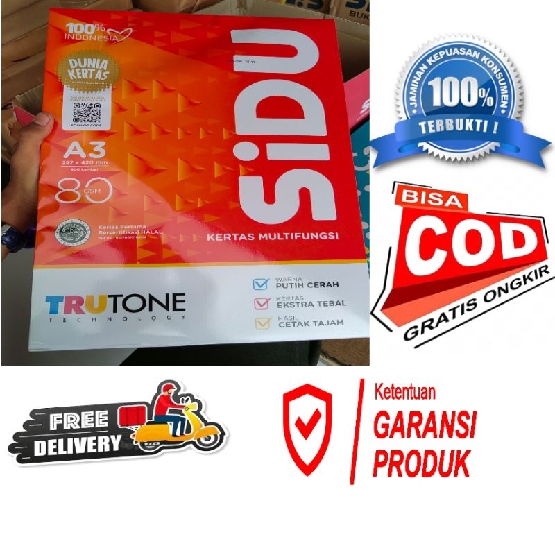 

kertas hvs 1rim sidu a3 80gsm 297mmx420mm isi 500lembar