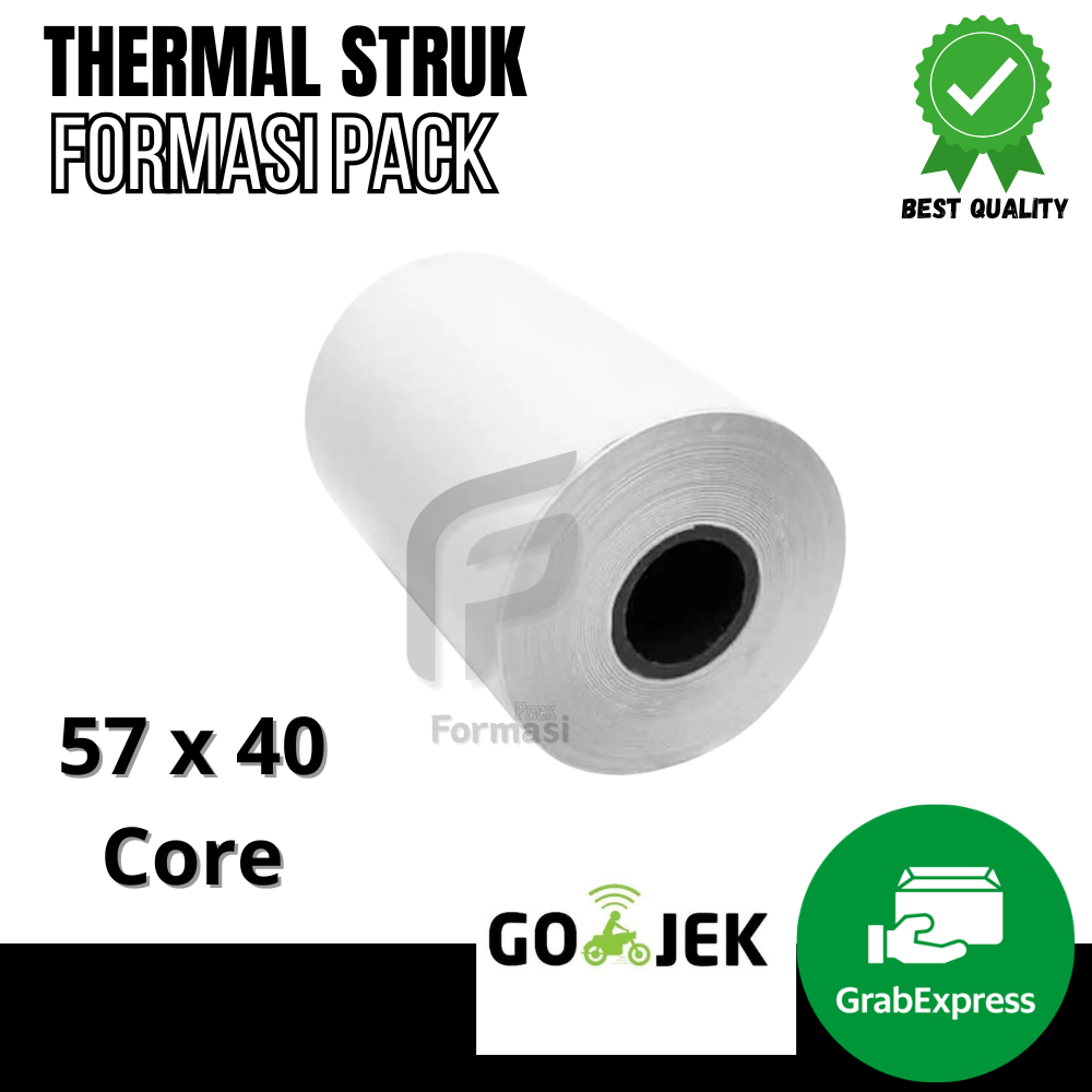 

KERTAS STRUK THERMAL PAPER ROLL 57mmx40mm Core TERMAL EDC THERMAL PRINTER MINI BLUETOOTH 57MM CORE Ketebala 103 micron, Diameter core 1,5 Cm