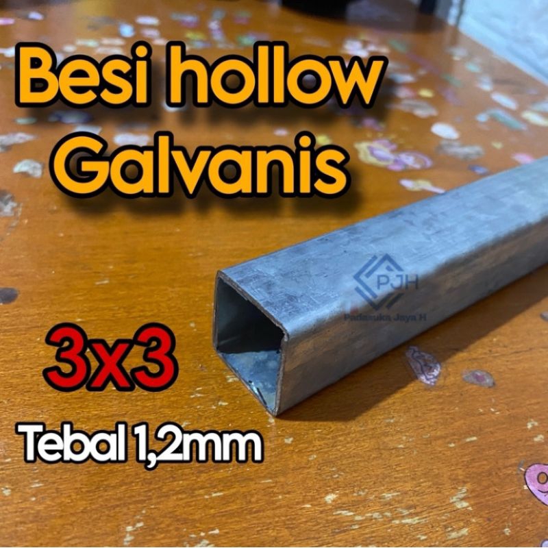 Besi hollow galvanis 3x3 tebal 1,2mm. besi holo kotak. ukuran mulai 10cm sampai 100cm