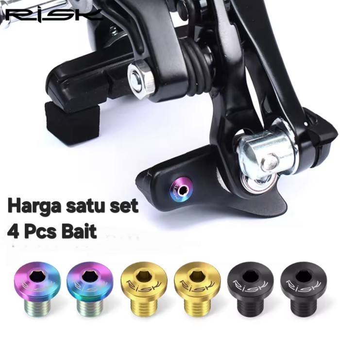 Risk Titanium Baut Brake Pad Rem U C Brake Baut Kaliper Kampas Rem C Brake Sepeda Roadbike RT060