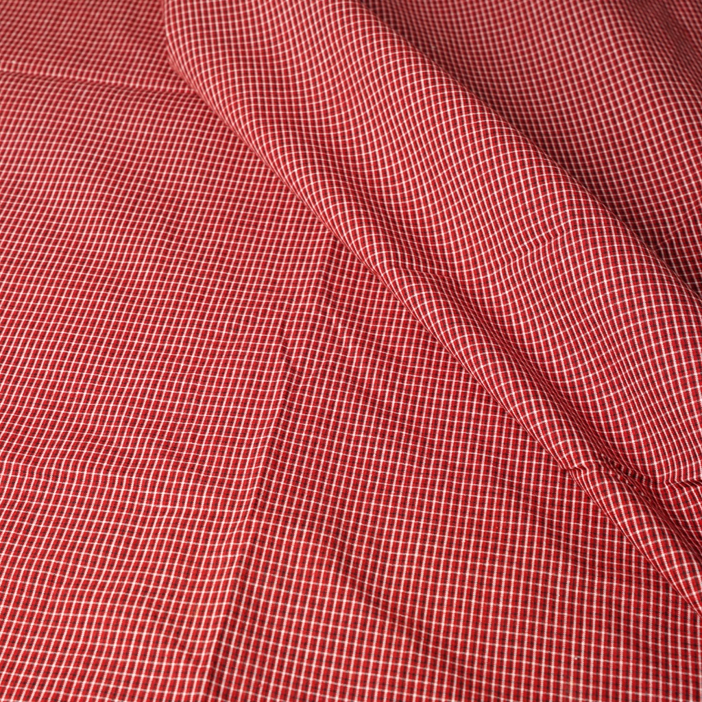 KAIN KATUN KOTAK KECIL MERAH HITAM