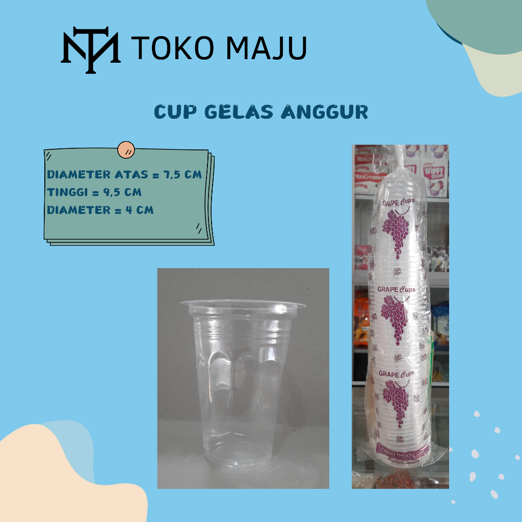 Gelas Cup Plastik aqua Merk Anggur 220ml isi 50 / Gelas Kopi Plastik