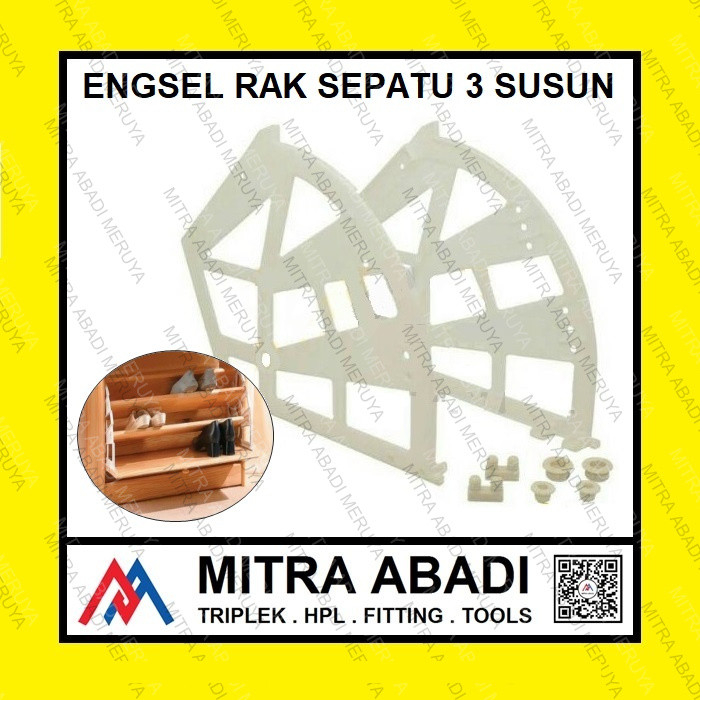 Fitting Bracket Engsel Rak Sepatu Kipas Putar 3 Susun Sekat Lemari