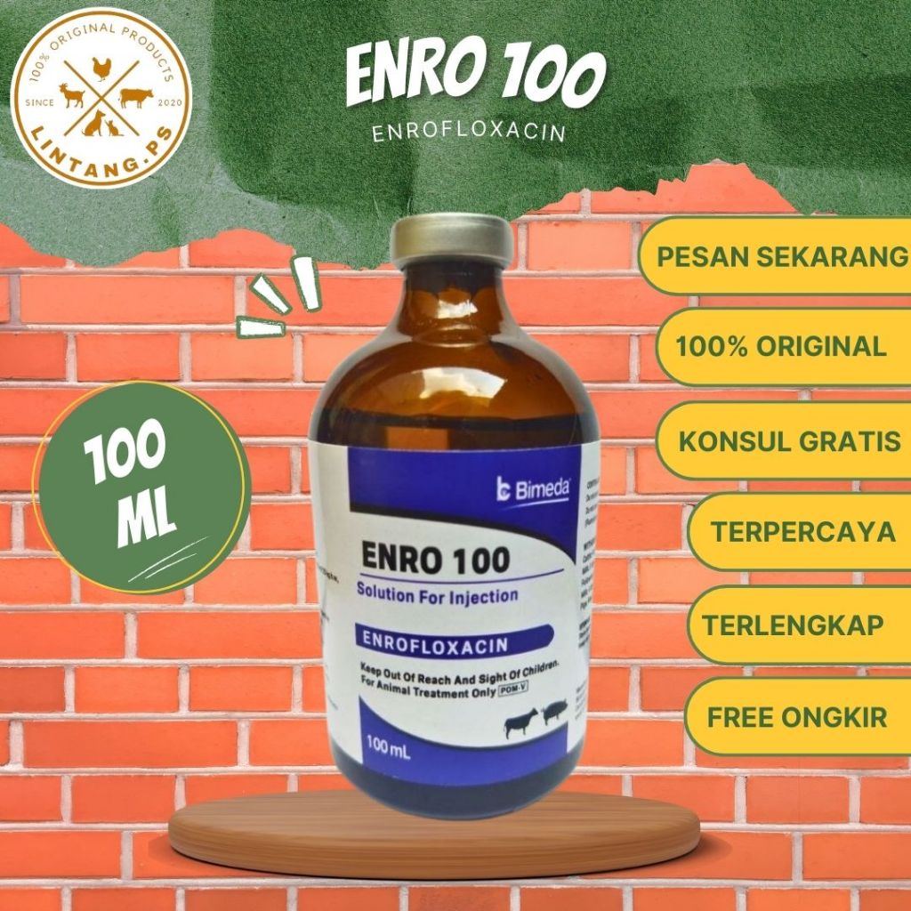 Enro 100 100 ml - Enro Bimeda - Enrofloxacin untuk Ternak