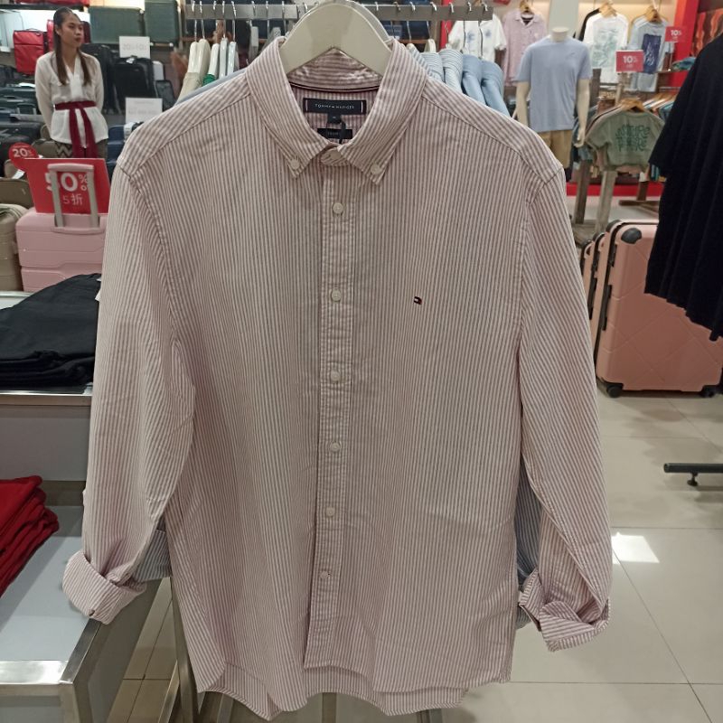 Kemeja Tommy Hilfiger stripe lengan panjang