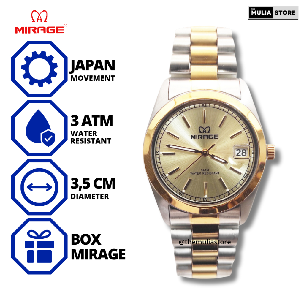 MIRAGE JAM TANGAN PRIA MIRAGE ORIGINAL TS 195 TANGGAL ANALOG
