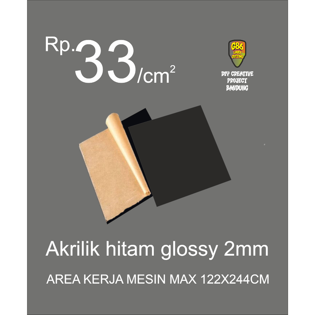 

G86 Laser Cutting Akrilik hitam glossy custom 2mm , Akrilik black glossy custom laser cutting , Acrylic hitam glossy lembaran custom 2mm