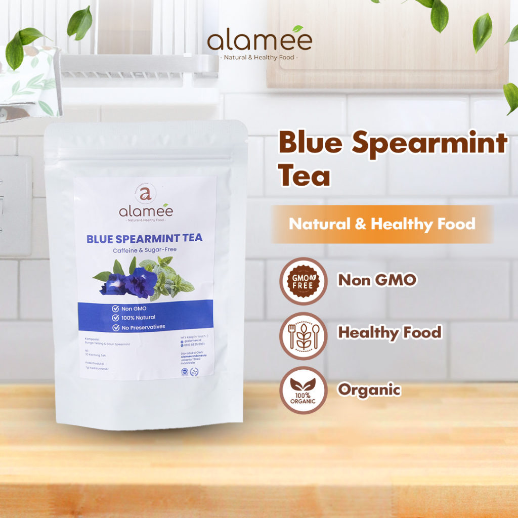 

ALAMEE Blue Spearmint Tea Teh Bunga Telang Daun Permen Butterfly Pea Flower Minuman Herbal Alami