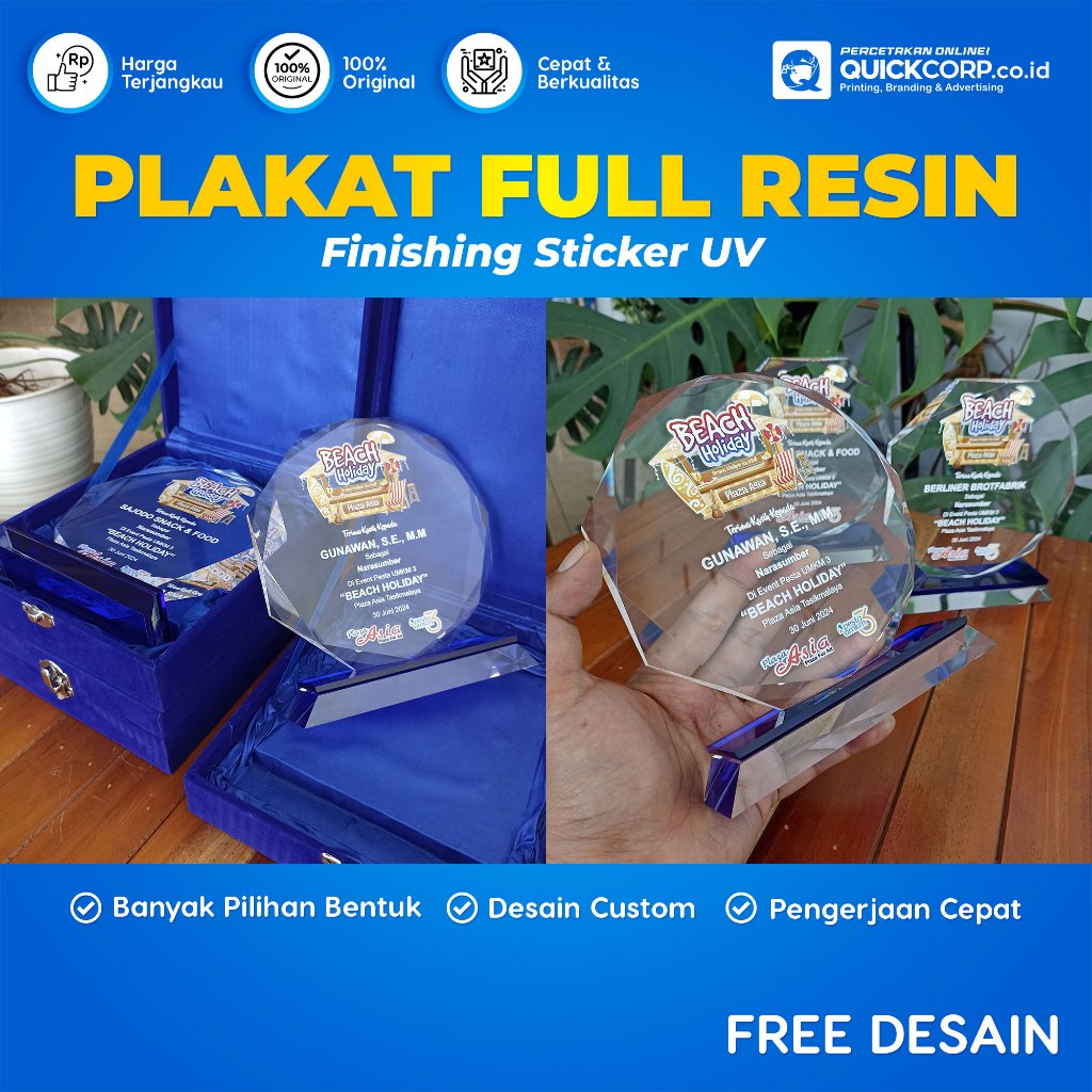 Plakat Akrilik Costum, Plakat Penghargaan, Trophy, Plakat Wisuda, Kenang - Kenangan KKN, Akrilik Teb