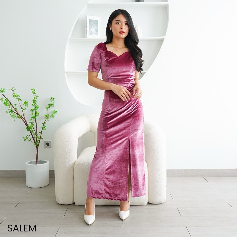 YASUI - Candice Velvet Maxi Dress | Dress Pesta Mewah Elegant | A05 By Lady.Co