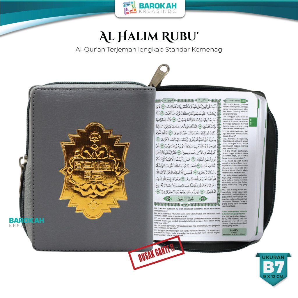 Alquran Terjemahan Al-Halim Rubu HVS Resleting B7 Al Quran Mini Rasm Utsmani Al Qur'an Travel Size