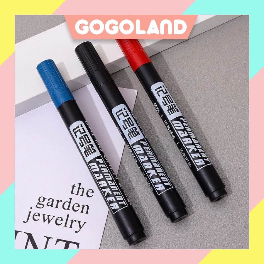 

GOGOLAND Spidol Permanent Marker Permanen Tahan Air Alat Tulis Spidol Cepat Kering Tinta Minyak Hitam Biru Merah Tidak Pudar S051