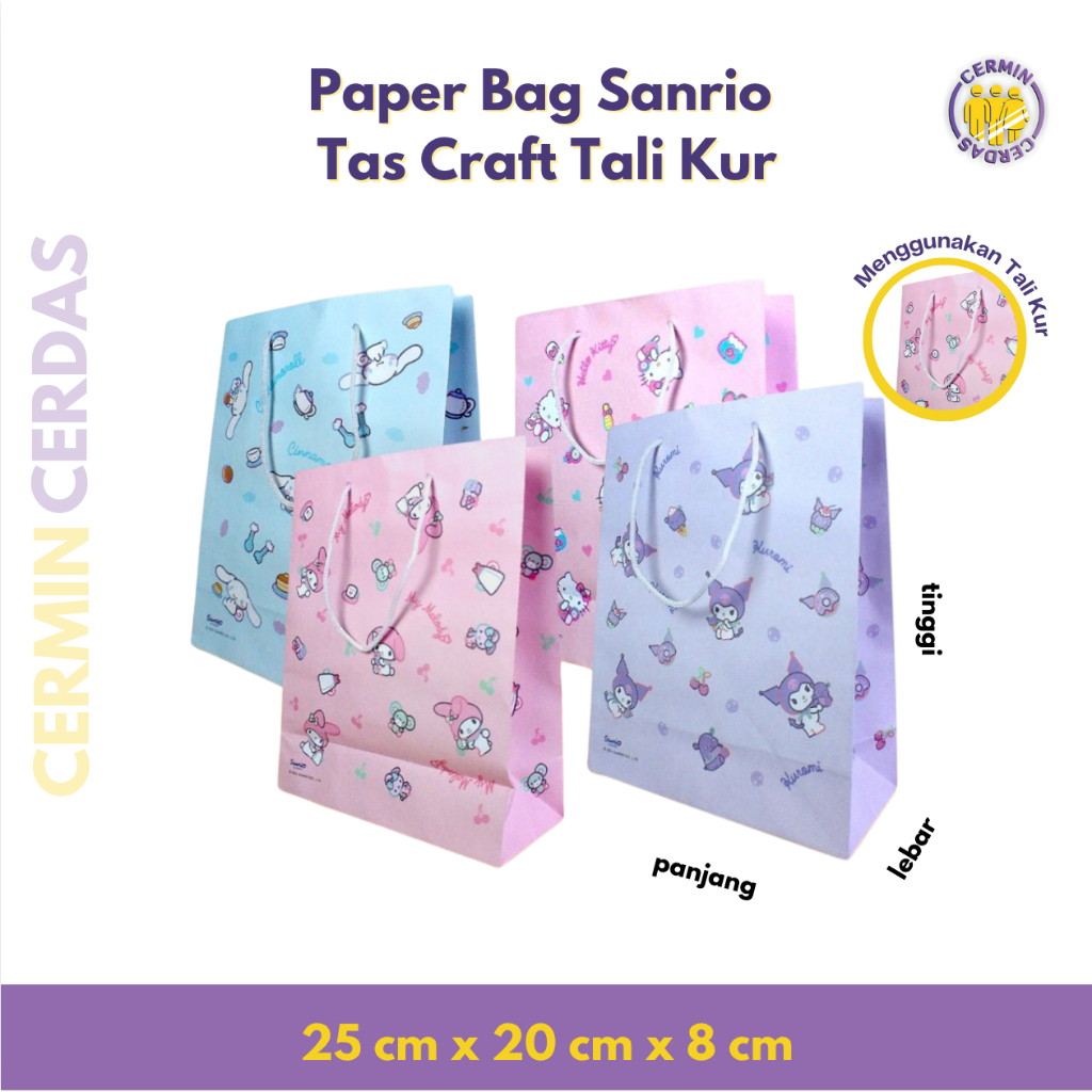 

Paper Bag Sanrio Tas Craft Tali Kur Kemasan Goodie Bag Kado Hampers Gift Ulang Tahun