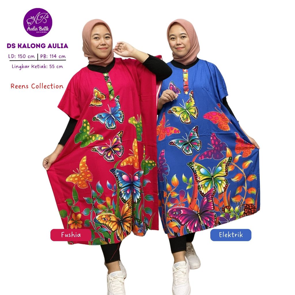 Batik Aulia Daster Kalong Kancing Jumbo LD 150 cm | Daster Model Lowo/ Kelelawar Kancing 3 Busui