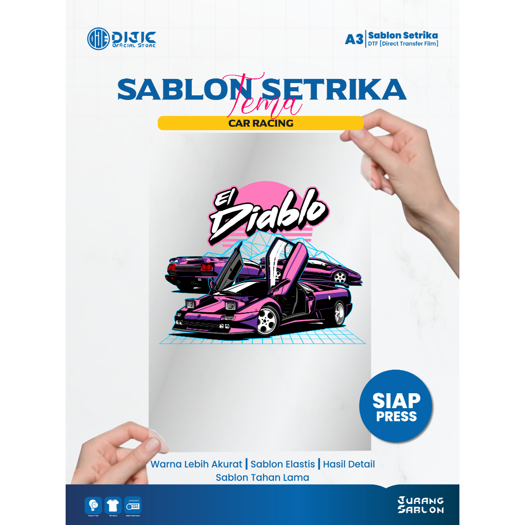 

Sablon Setrika DTF Satuan tema Mobil – Ukuran A3, Sablon Siap Press Tahan Lama Part1