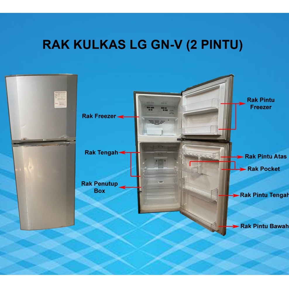 Rak kulkas lemari es LG 2 pintu seri GNV