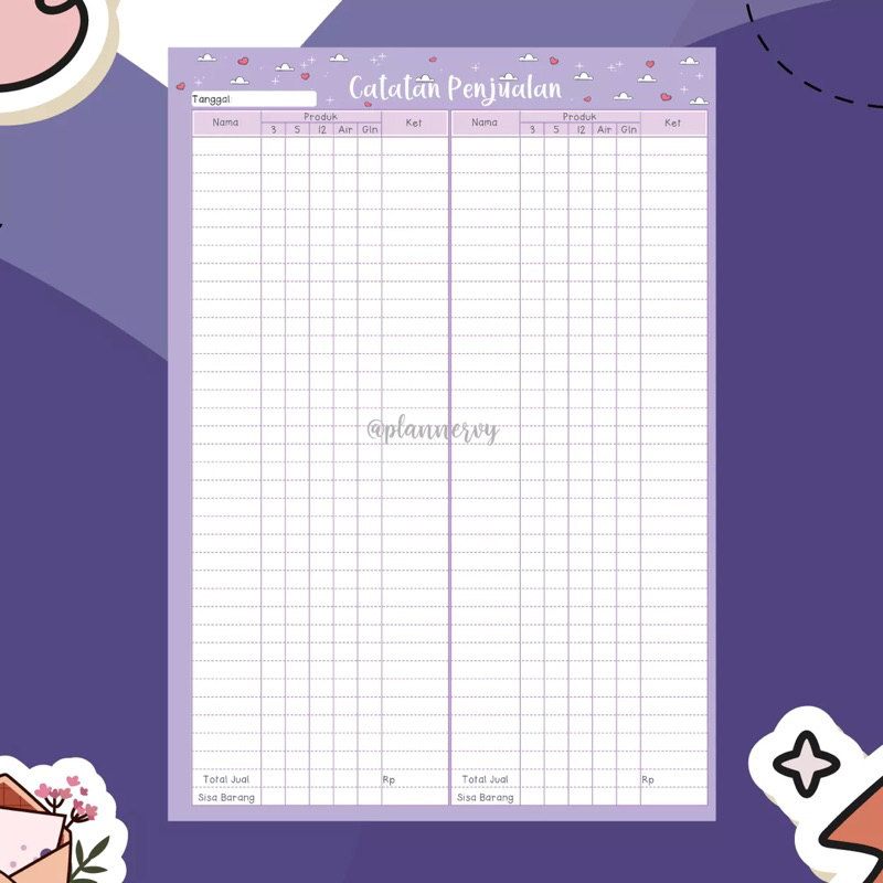 

CUSTOM CATATAN PENJUALAN ISI BINDER