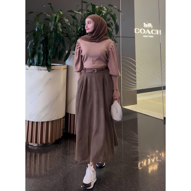 rok codorai bkk free belt import premium  rok wanita panjang corduroy