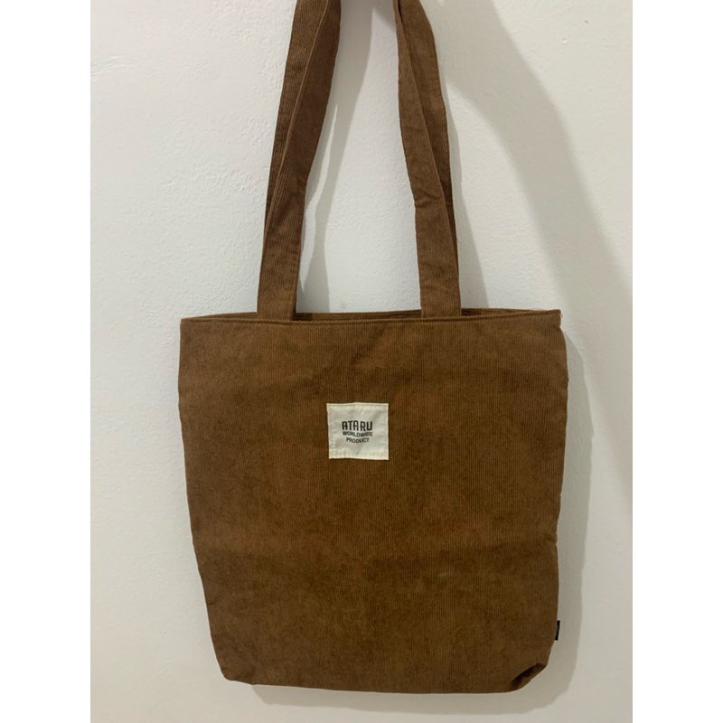 Preloved Tote Bag Ataru Corduroy - Coklat