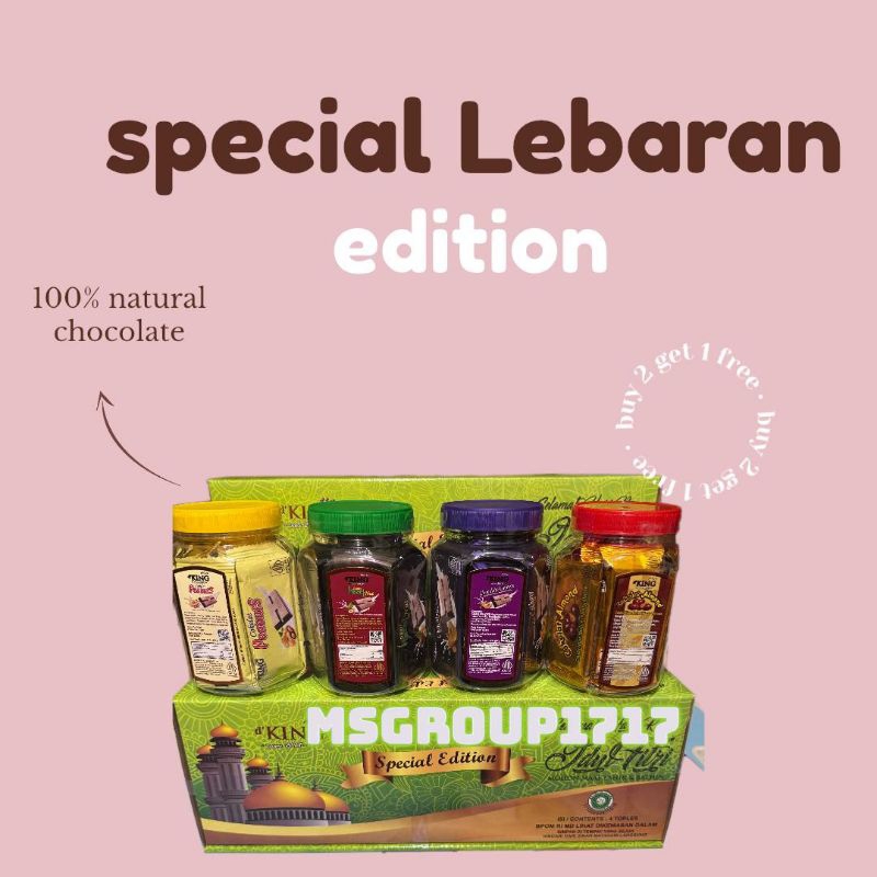 

D’king Chocolate Special EDITION (1 BOX x 4 Toples) Dking Mix Coklat Almond Hazelnut Cashew Peanut Hampers Lebaran Coklat DKING